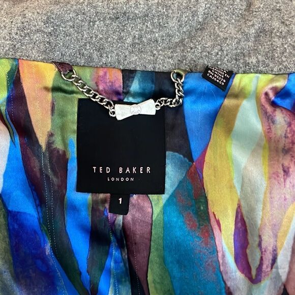 Ted Baker London Wool Blend Grey Peacoat Zip & Belt Jacket - Picture 8 of 11